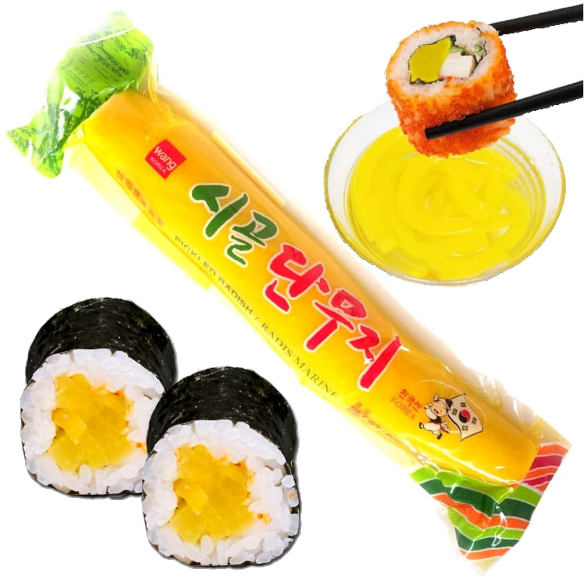 Żółta Rzodkiew Marynowana Oshinko Takuan Daikon Do Sushi 0,5kg 500g ASIA KITCHEN