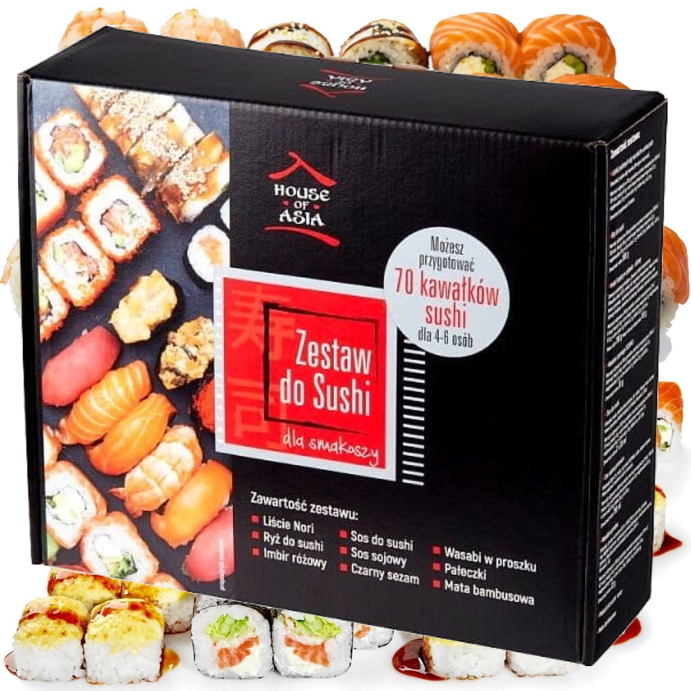 Zestaw Do Sushi Duży 60-70 Rolek Idealny Na Prezent w Pudełku HOUSE OF ASIA