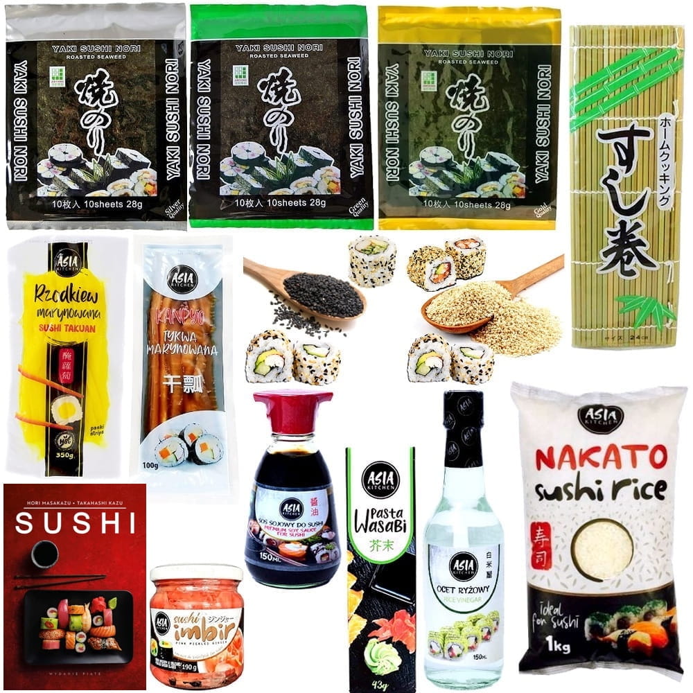 Zestaw Składników Do Przygotowania Sushi Dla Początkujących 14 Produktów z KSIĄŻKĄ