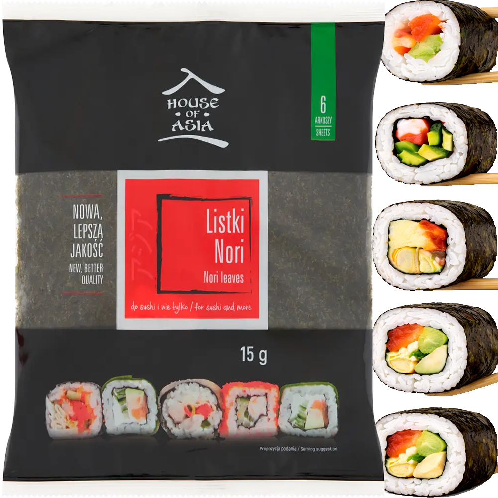 Suszone Wodorosty Glony Algi Morskie Yaki Nori Do Sushi 6 Sztuk HOUSE OF ASIA