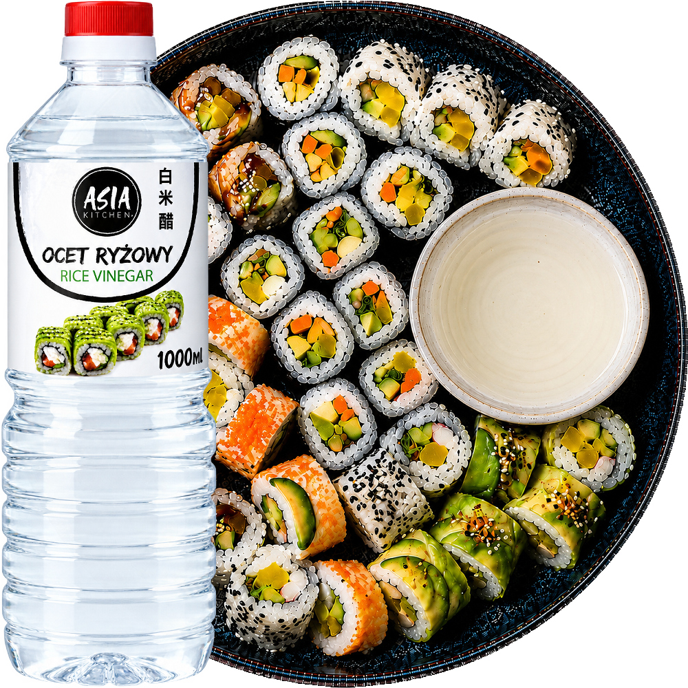 Ocet Ryżowy z Ryżu Do Zaprawy Sushi Sałatek Marynat 1 Litr 1000ml ASIA KITCHEN